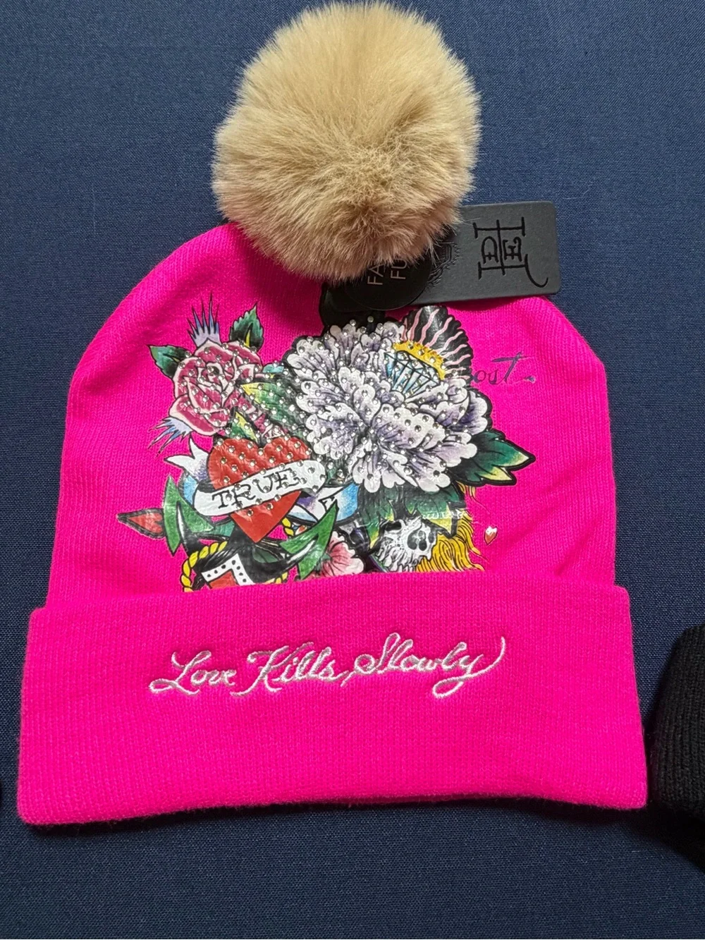 100% Acrylic NWT O/S Ed Hardy Pom Beanie-3 available at $20 each